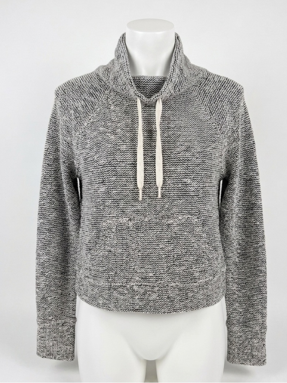 Aerie OFFLINE Knit Crop Gray Marled Heathered Cowl Neck Pullover Size Small